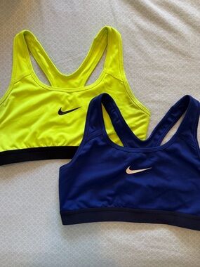 SET OF 2 Nike Racerback Sports Bras - Neon Yellow & Royal Blue